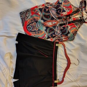 VENUS Multicolor Paisley Halter Tabkini with Black Adidas Swim Bottom